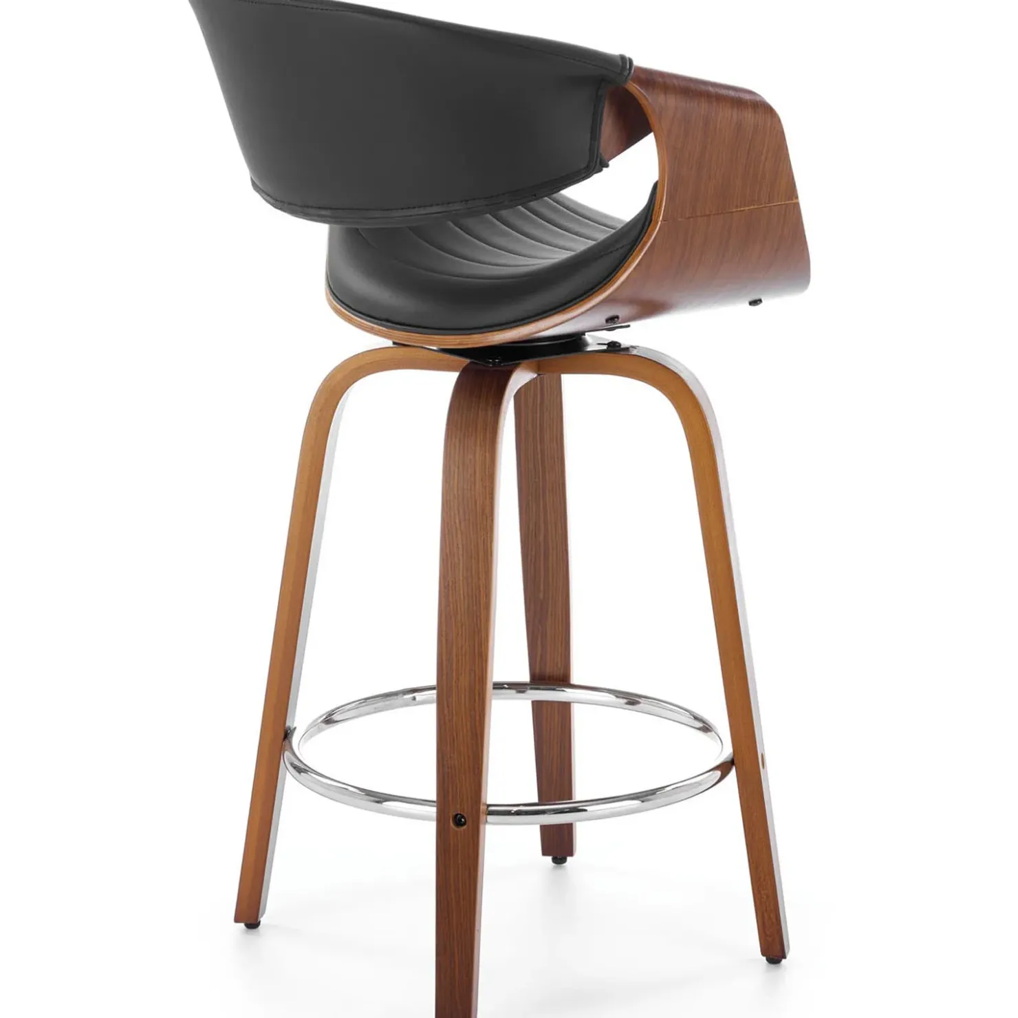 Garnero Arredamenti Sgabello alto da bar in ecopelle moderno noce nero Ruby Noce - Nero New