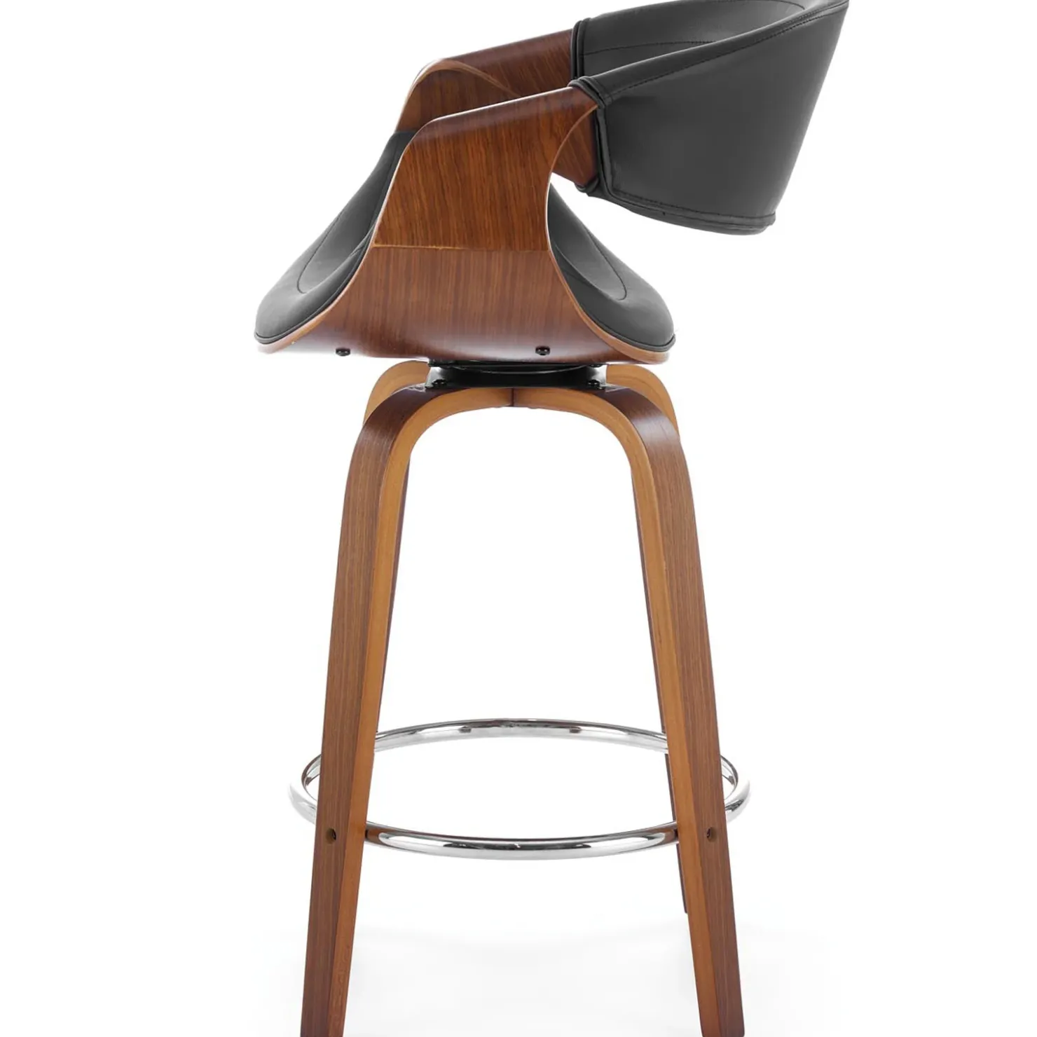 Garnero Arredamenti Sgabello alto da bar in ecopelle moderno noce nero Ruby Noce - Nero New