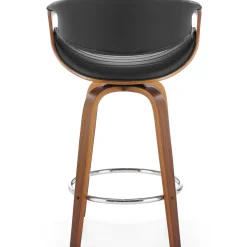 Garnero Arredamenti Sgabello alto da bar in ecopelle moderno noce nero Ruby Noce - Nero New