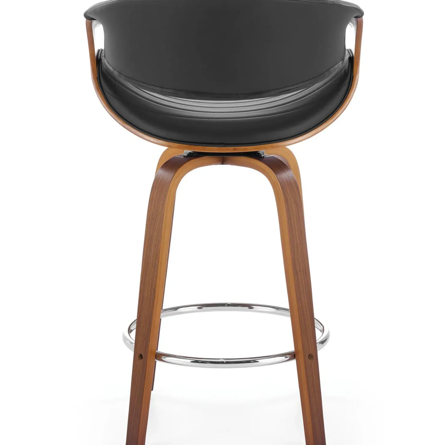 Garnero Arredamenti Sgabello alto da bar in ecopelle moderno noce nero Ruby Noce - Nero New