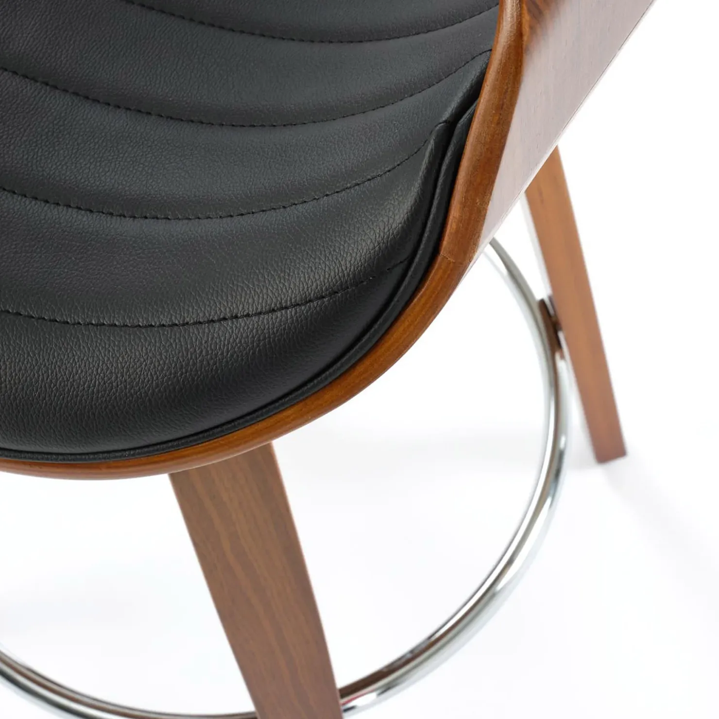 Garnero Arredamenti Sgabello alto da bar in ecopelle moderno noce nero Ruby Noce - Nero New