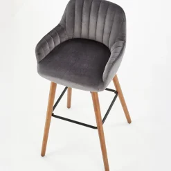 Garnero Arredamenti Sgabello alto imbottito stile scandinavo in velluto rovere Nate Grigio New