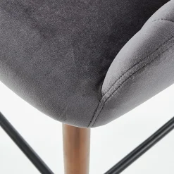 Garnero Arredamenti Sgabello alto imbottito stile scandinavo in velluto rovere Nate Grigio New