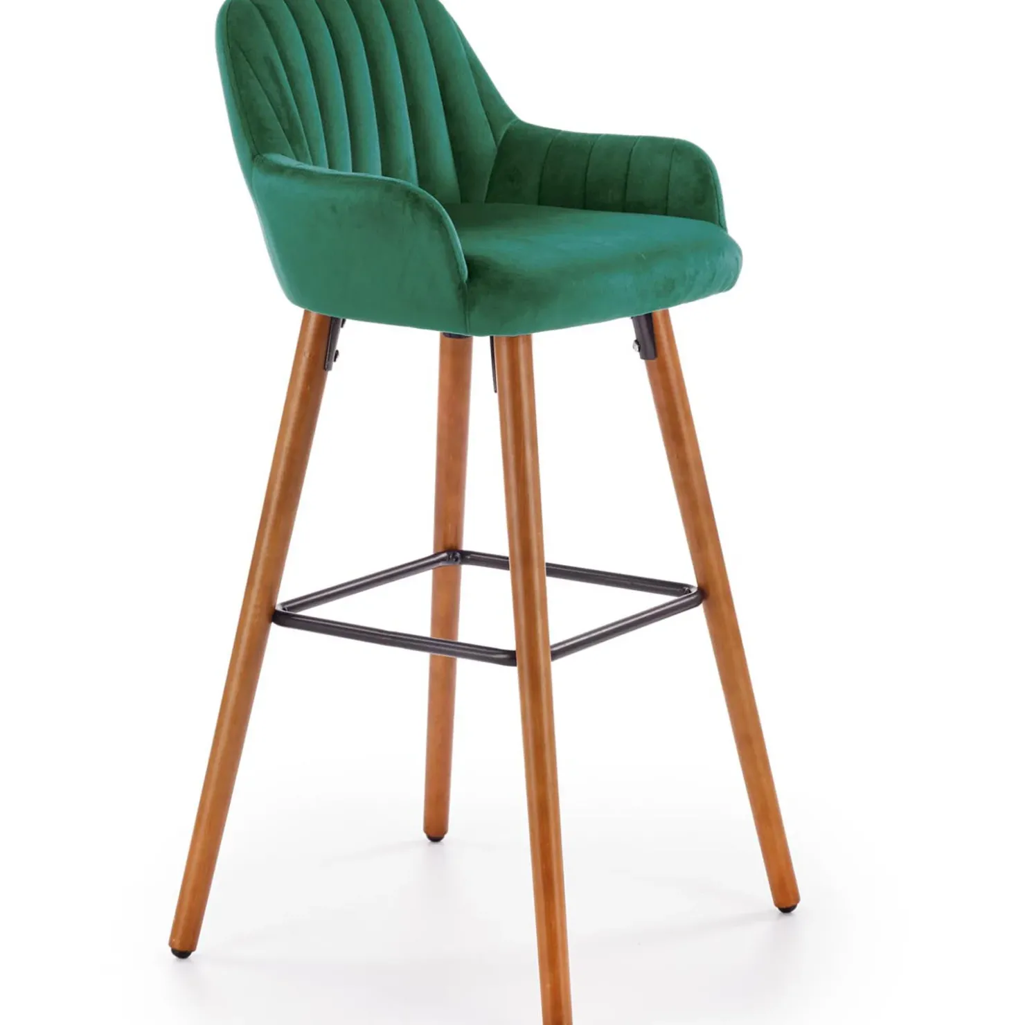 Garnero Arredamenti Sgabello alto imbottito stile scandinavo in velluto scuro rovere Nate Verde New