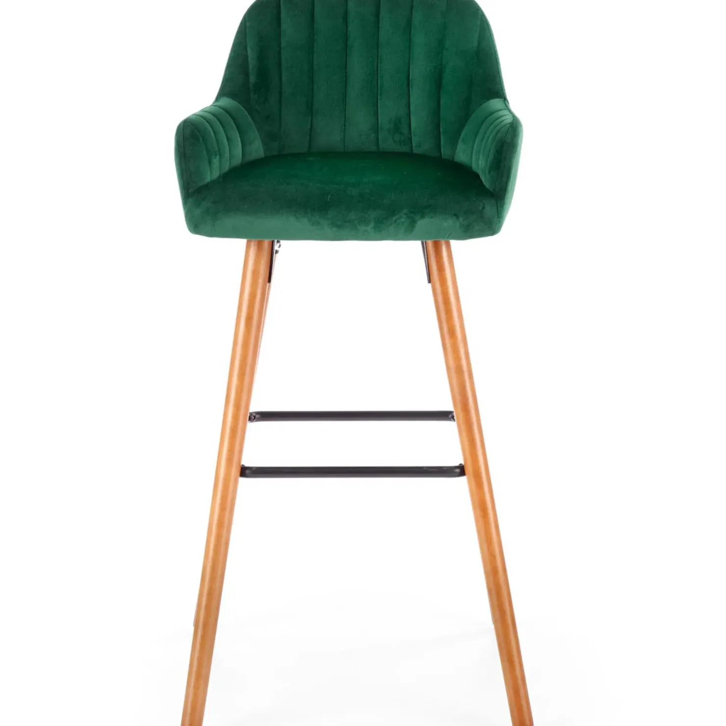 Garnero Arredamenti Sgabello alto imbottito stile scandinavo in velluto scuro rovere Nate Verde New