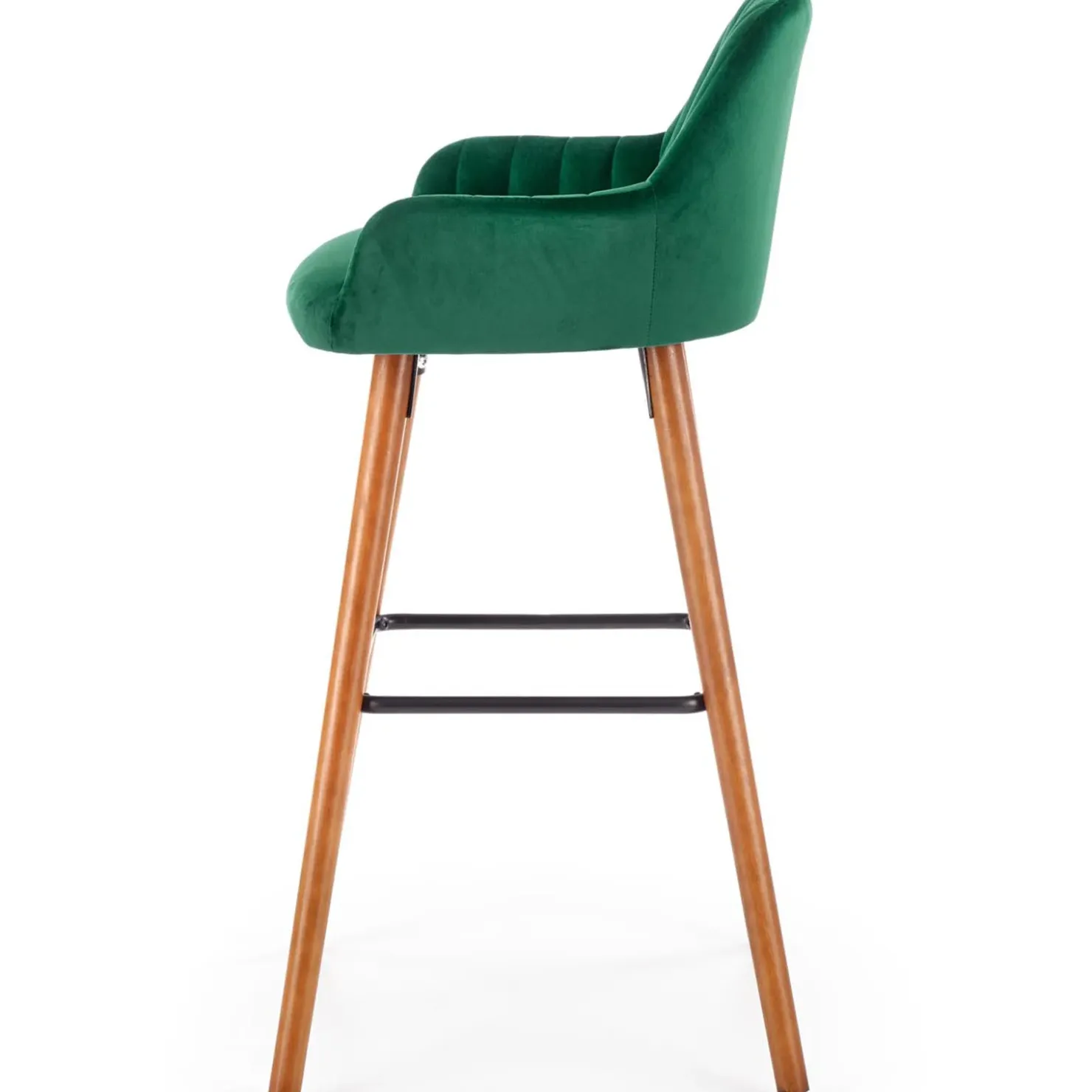 Garnero Arredamenti Sgabello alto imbottito stile scandinavo in velluto scuro rovere Nate Verde New
