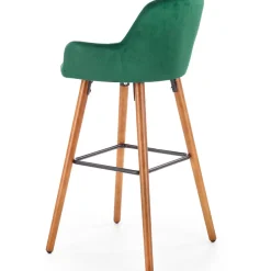 Garnero Arredamenti Sgabello alto imbottito stile scandinavo in velluto scuro rovere Nate Verde New