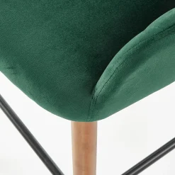 Garnero Arredamenti Sgabello alto imbottito stile scandinavo in velluto scuro rovere Nate Verde New