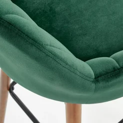Garnero Arredamenti Sgabello alto imbottito stile scandinavo in velluto scuro rovere Nate Verde New