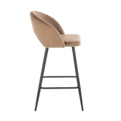 Garnero Arredamenti Sgabello alto moderno da bar in velluto nero Fober Beige Best