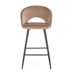 Garnero Arredamenti Sgabello alto moderno da bar in velluto nero Fober Beige Best