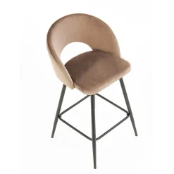 Garnero Arredamenti Sgabello alto moderno da bar in velluto nero Fober Beige Best