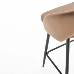 Garnero Arredamenti Sgabello alto moderno da bar in velluto nero Fober Beige Best