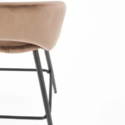 Garnero Arredamenti Sgabello alto moderno da bar in velluto nero Fober Beige Best