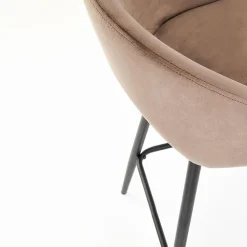 Garnero Arredamenti Sgabello alto moderno da bar in velluto nero Fober Beige Best