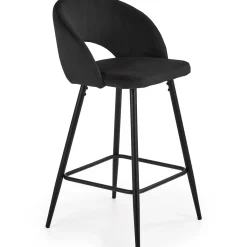 Garnero Arredamenti Sgabello alto moderno da bar in velluto Fober Nero