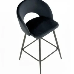 Garnero Arredamenti Sgabello alto moderno da bar in velluto Fober Nero