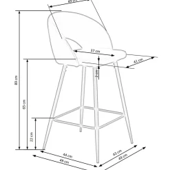 Garnero Arredamenti Sgabello alto moderno da bar in velluto Fober Nero