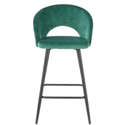 Garnero Arredamenti Sgabello alto moderno da bar in velluto nero Fober Verde Online