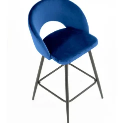 Garnero Arredamenti Sgabello alto moderno da bar in velluto nero Fober Blu