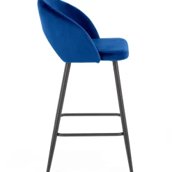Garnero Arredamenti Sgabello alto moderno da bar in velluto nero Fober Blu