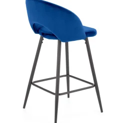 Garnero Arredamenti Sgabello alto moderno da bar in velluto nero Fober Blu