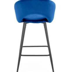 Garnero Arredamenti Sgabello alto moderno da bar in velluto nero Fober Blu