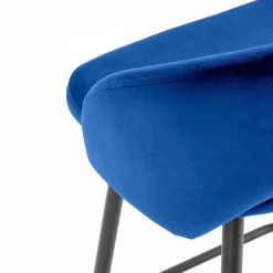 Garnero Arredamenti Sgabello alto moderno da bar in velluto nero Fober Blu