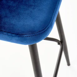 Garnero Arredamenti Sgabello alto moderno da bar in velluto nero Fober Blu