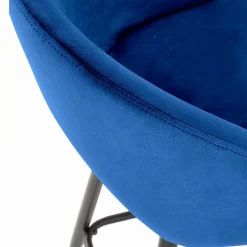 Garnero Arredamenti Sgabello alto moderno da bar in velluto nero Fober Blu