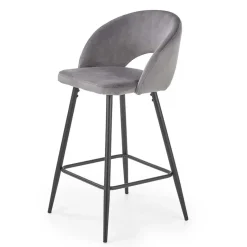 Garnero Arredamenti Sgabello alto moderno da bar in velluto nero Fober Grigio Online