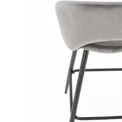 Garnero Arredamenti Sgabello alto moderno da bar in velluto nero Fober Grigio Online