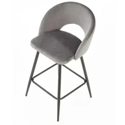 Garnero Arredamenti Sgabello alto moderno da bar in velluto nero Fober Grigio Online