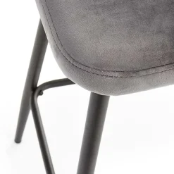 Garnero Arredamenti Sgabello alto moderno da bar in velluto nero Fober Grigio Online