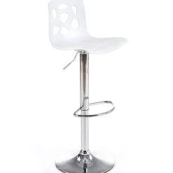 Garnero Arredamenti Sgabello alto regolabile design moderno bianco acciaio cromato Oliver Best