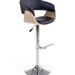 Garnero Arredamenti Sgabello alto regolabile in ecopelle nero rovere Lucy Outlet