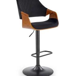 Garnero Arredamenti Sgabello alto regolabile in velluto nero rovere Wiston Hot