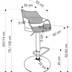 Garnero Arredamenti Sgabello alto regolabile in velluto nero rovere Wiston Hot