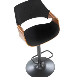 Garnero Arredamenti Sgabello alto regolabile in velluto nero rovere Wiston Hot