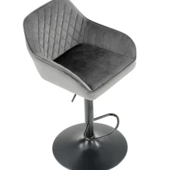 Garnero Arredamenti Sgabello alto regolabile con braccioli in velluto nero Arsel Grigio Outlet