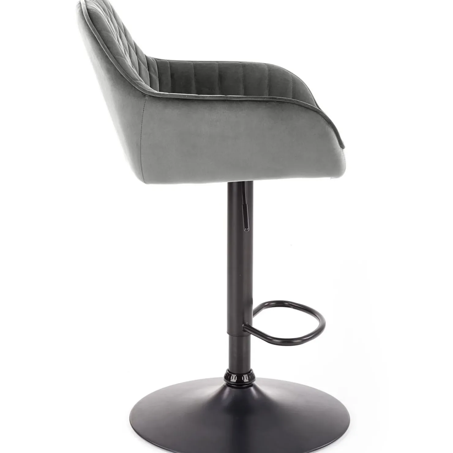 Garnero Arredamenti Sgabello alto regolabile con braccioli in velluto nero Arsel Grigio Outlet