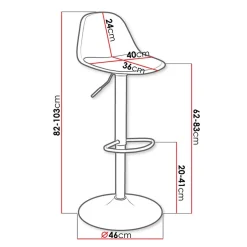 Garnero Arredamenti Sgabello bar design regolabile 82/103cm bianco Perry