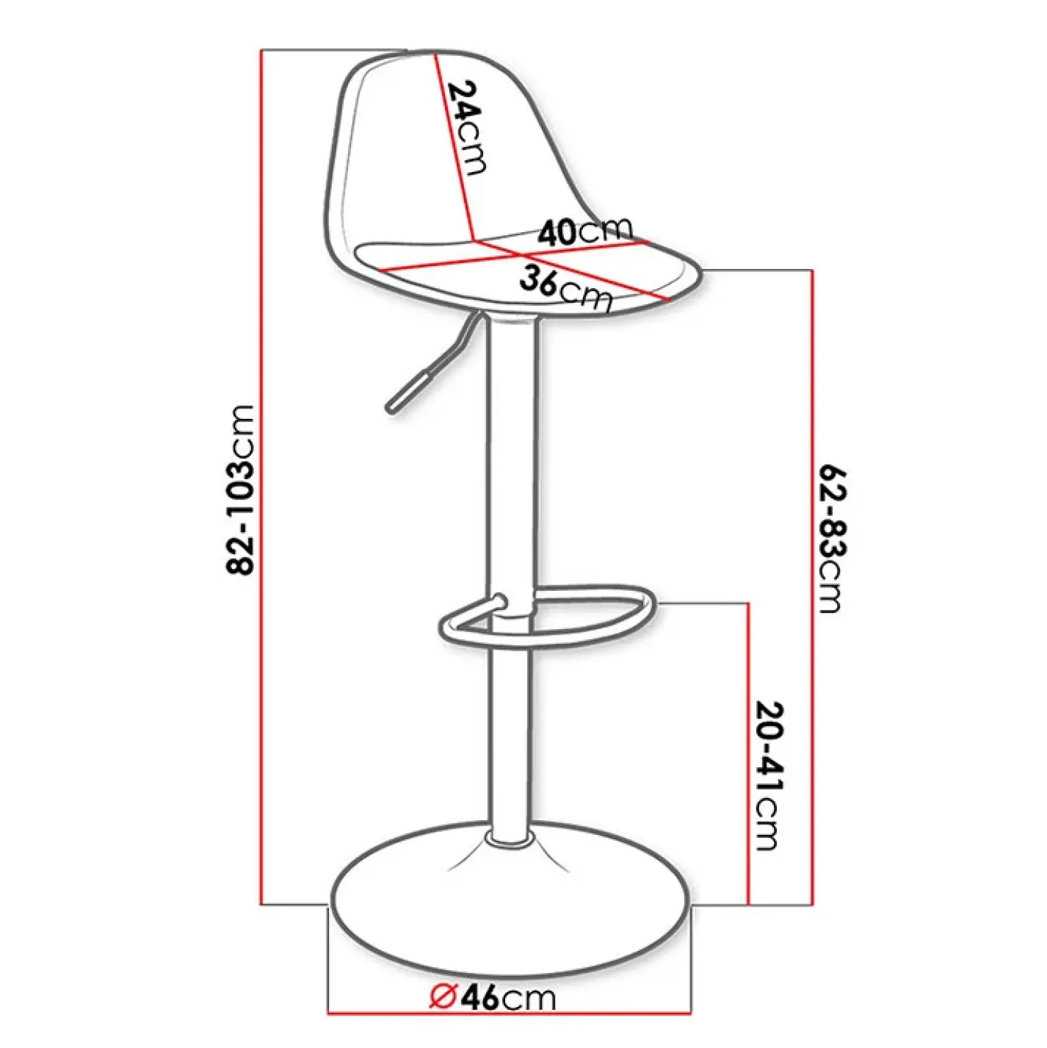 Garnero Arredamenti Sgabello bar design regolabile 82/103cm bianco Perry