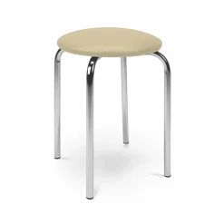 Garnero Arredamenti Sgabello basso seduta in ecopelle con gambe in acciaio moderno Mali Beige Online