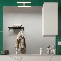 Garnero Arredamenti Specchiera bagno con led e pensile 100x110cm lucido Minister Bianco Outlet