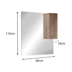 Garnero Arredamenti Specchiera bagno con led e pensile 80x110cm rovere Alvarez Noce Best