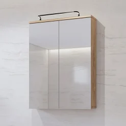 Garnero Arredamenti Specchio bagno sospeso 61x84h cm 2 ante contenitore rovere Crystal Online