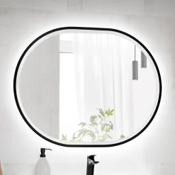 Garnero Arredamenti Specchio da parete con led 70x90cm Glossy 3 Nero Discount