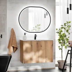 Garnero Arredamenti Specchio da parete con led 70x90cm Glossy 3 Nero Discount