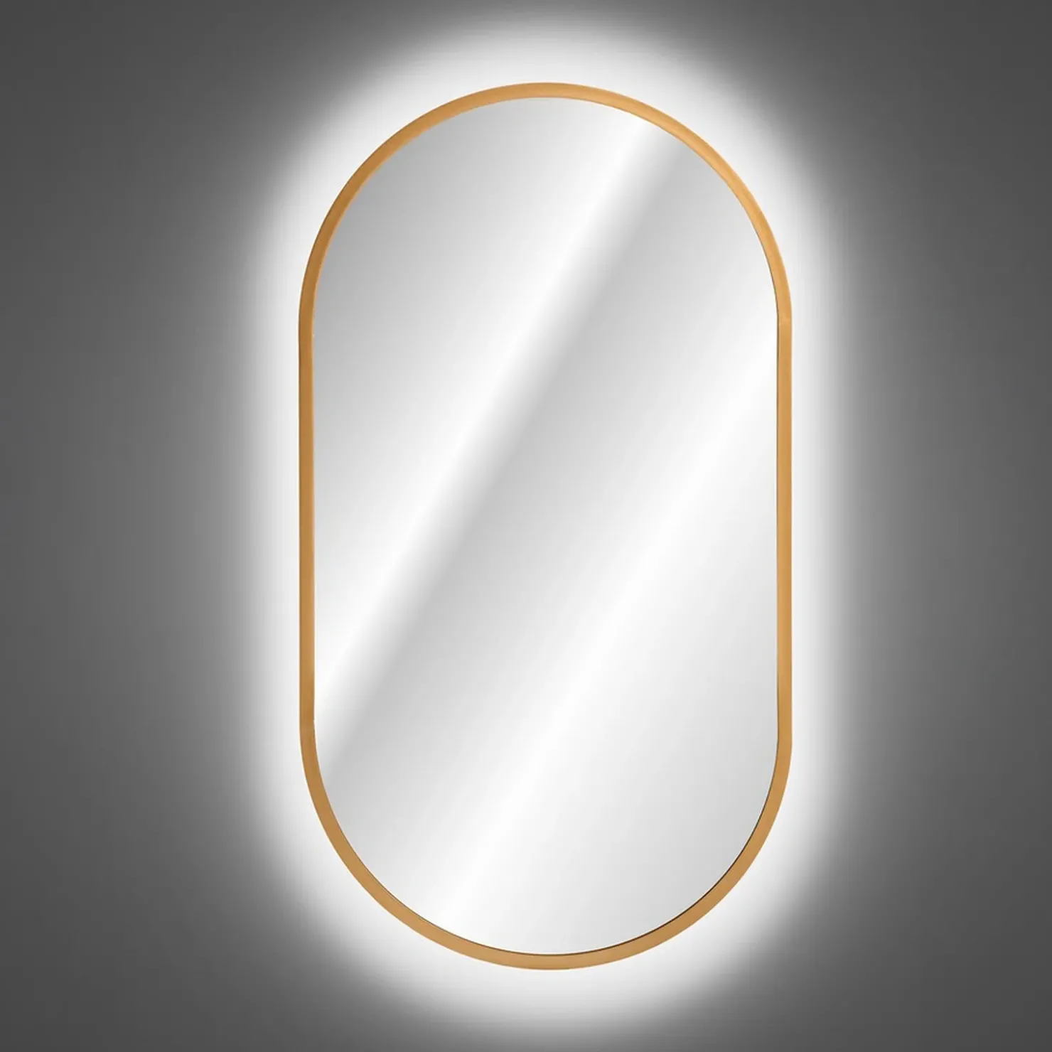 Garnero Arredamenti Specchio da parete retroilluminato 50x90cm dorato Glossy Oro New